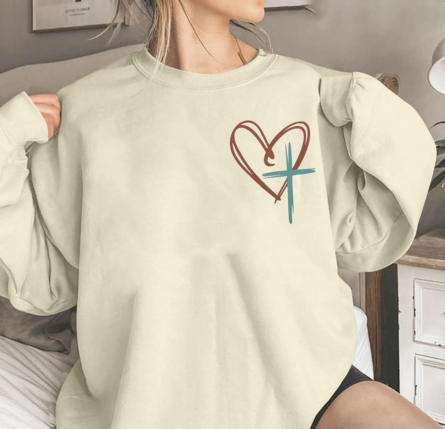 JINTING Women Jesus Sweatshirt Christian Faith Shirt Jesus Has My Back Sweatshirts Bible Verse Inspirational Pullover - Image 4