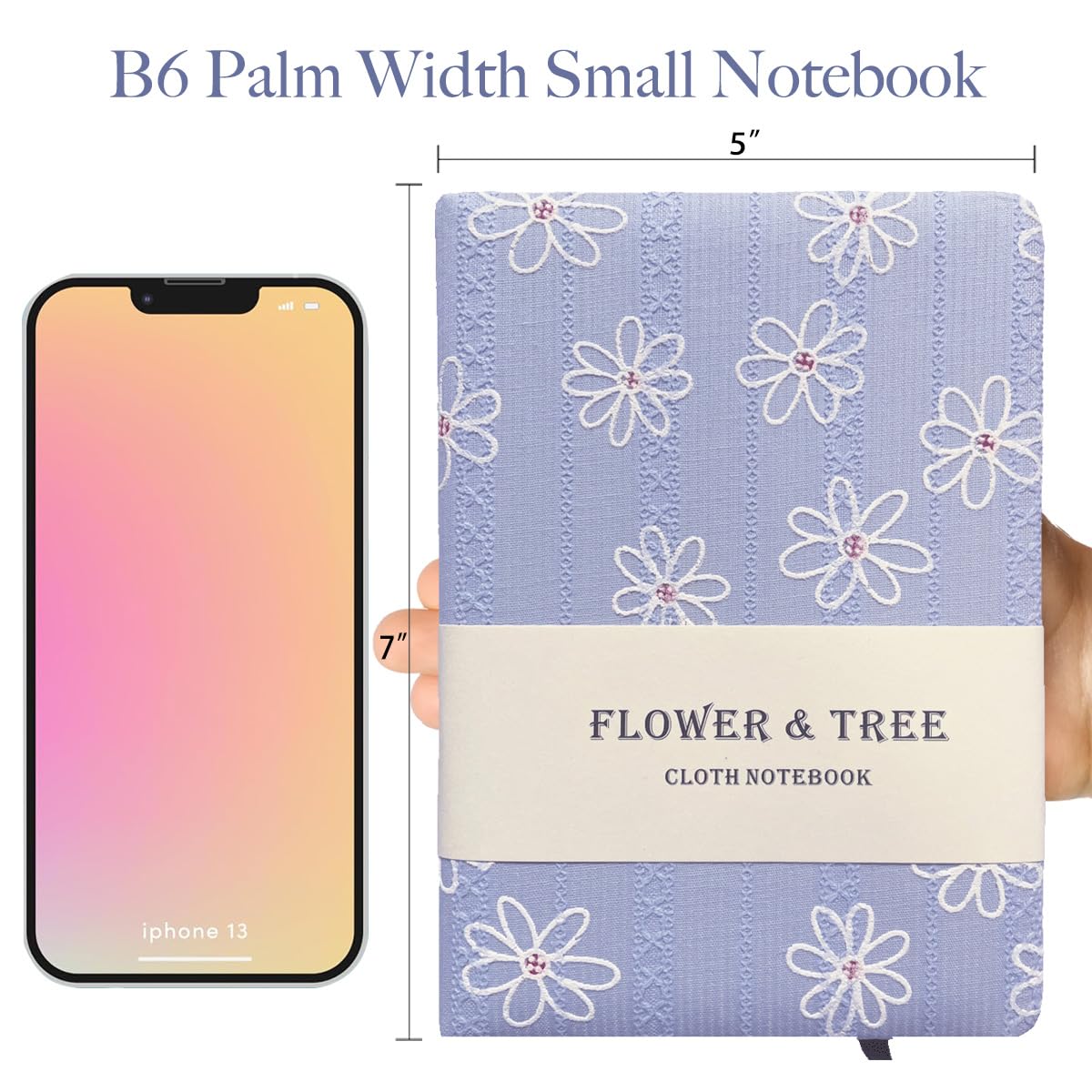 ipoul B6 Notebook, Flower Fabric Journal, Writing Notebook for Women 5x7 Lined Page & Sketchbook, Lay Flat, Hardcover - Image 3
