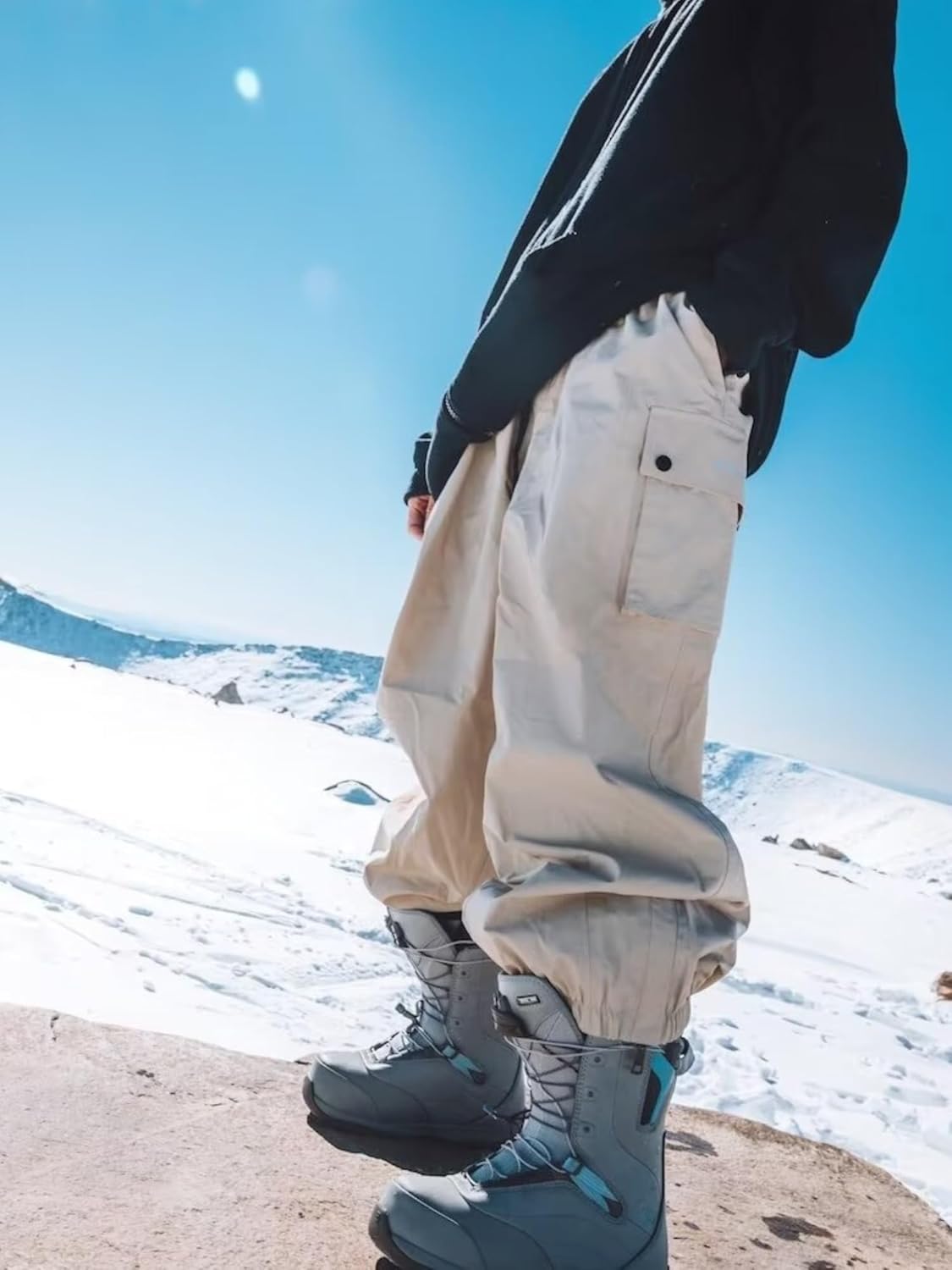 Men's Baggy Cargo Snow Pants Warm Insulation Ski Pant Snowboard Outdoor Hiking