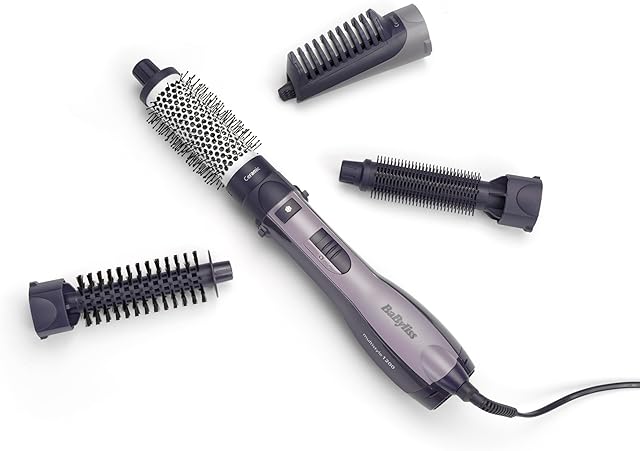 BaByliss AS121E wielostylowa szczotka na gorące powietrze, 1200 W Ionic, 4 nasadki, 1 sztuka (opakowanie 1 szt.), ceramiczna