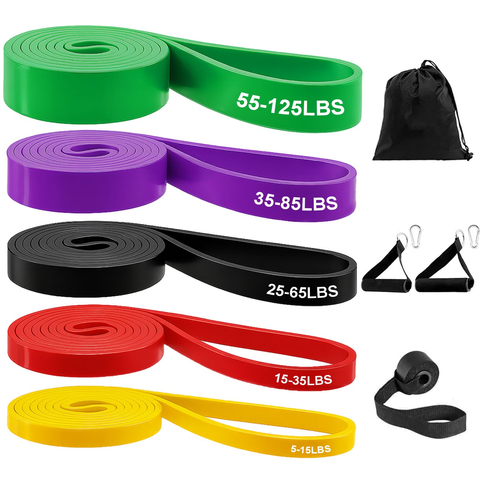 Fitense Elastici Fitness Di 4 Livelli Di Resistenza - Elastico Fitness Con Ancoraggio Porta, Bande Elastiche Fitness Per Stretching, Powerlifting Resistenza, Pilates, Yoga