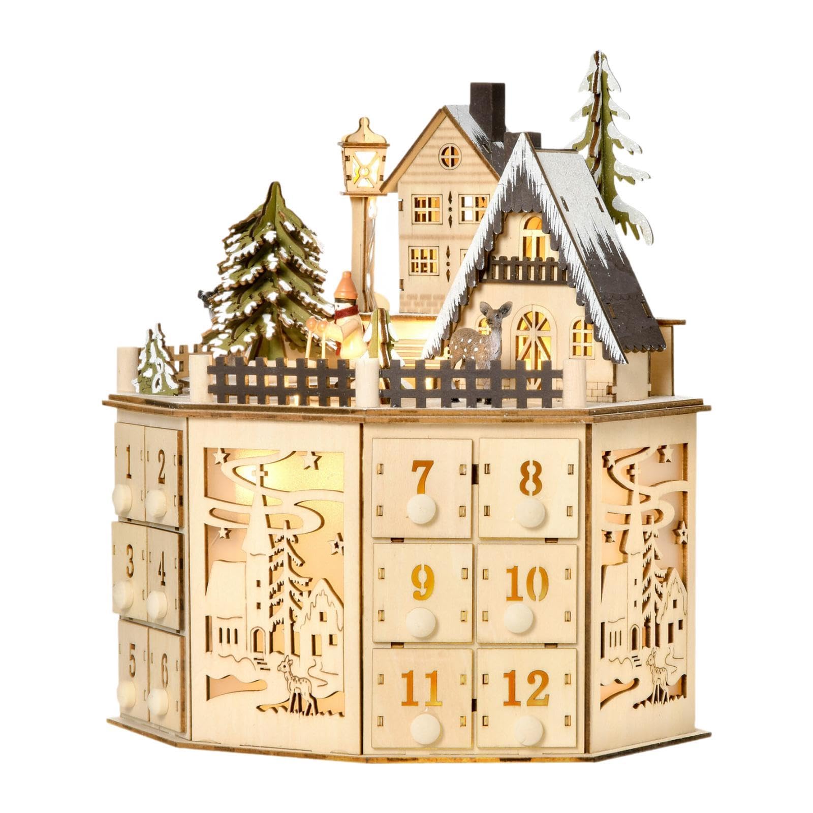 Weihnachts Adventskalender Aus Holz mit LED Beleuchtung – Die Perfekte Dekoration für Zuhause Und Partys