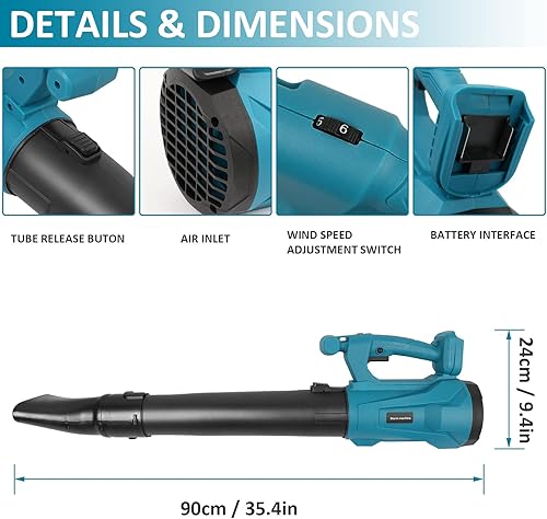 Miniatura 4 de ARyee Soplador de hojas inalámbrico, soplador de hojas eléctrico de 20 V para el cuidado del césped con batería de 5.0 Ah y cargador rápido, modo de