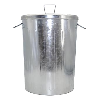 Plexon 20 Gallon Trash Can with Lid, Pre-Galvanized - Metal Trash Can, Gray, PL-20-1PK
