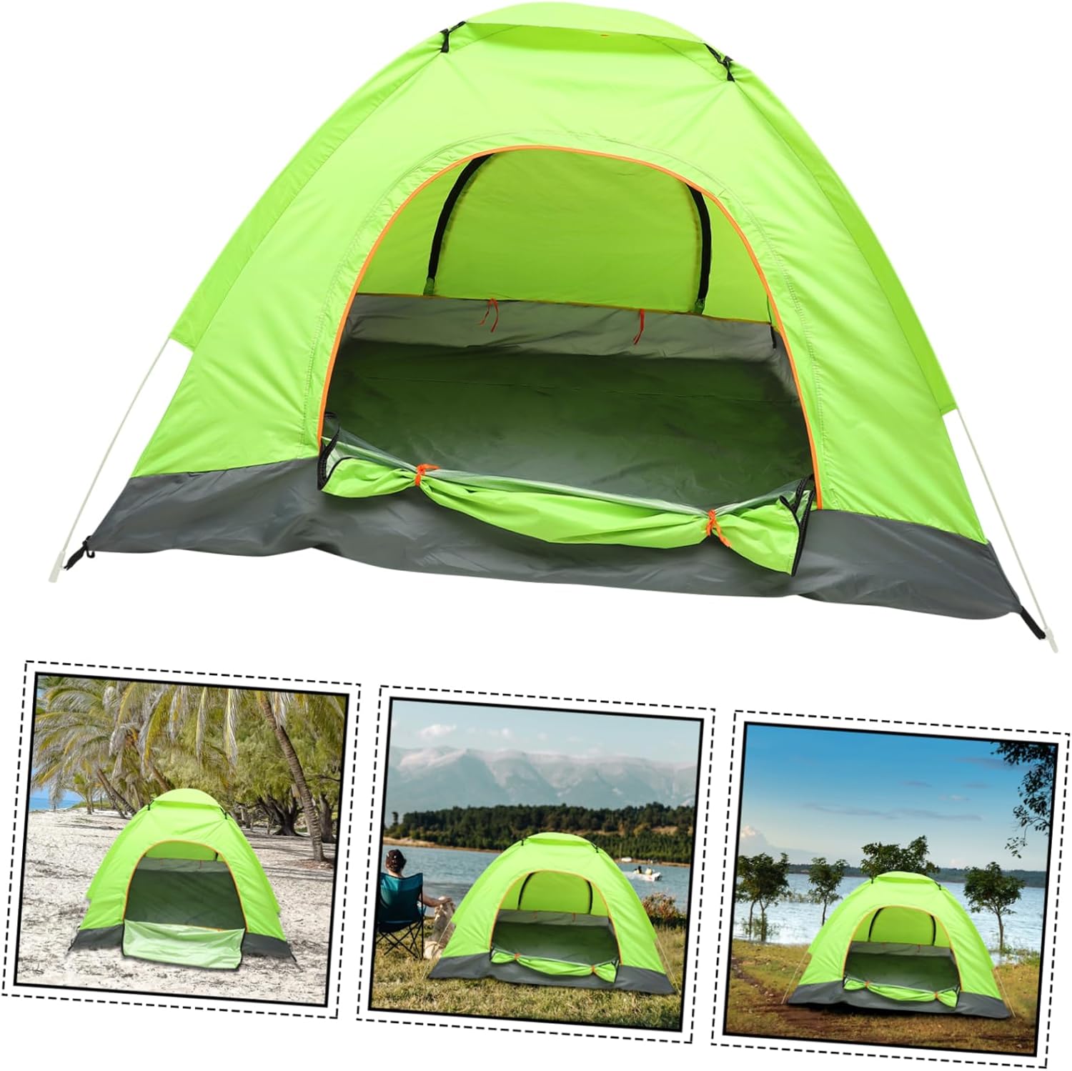 Automatic Folding Tent for 3-4 People Beach Camping Tent Grey Roof Cover and Waterproof Coefficient 1500mm