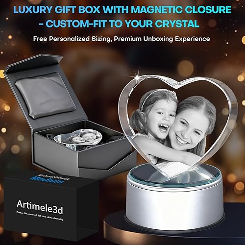 Miniatura 8 de Regalo de pareja para el día de San Valentín, corazón de foto de cristal 3D personalizado, recuerdo de vidrio grabado con láser personalizado para