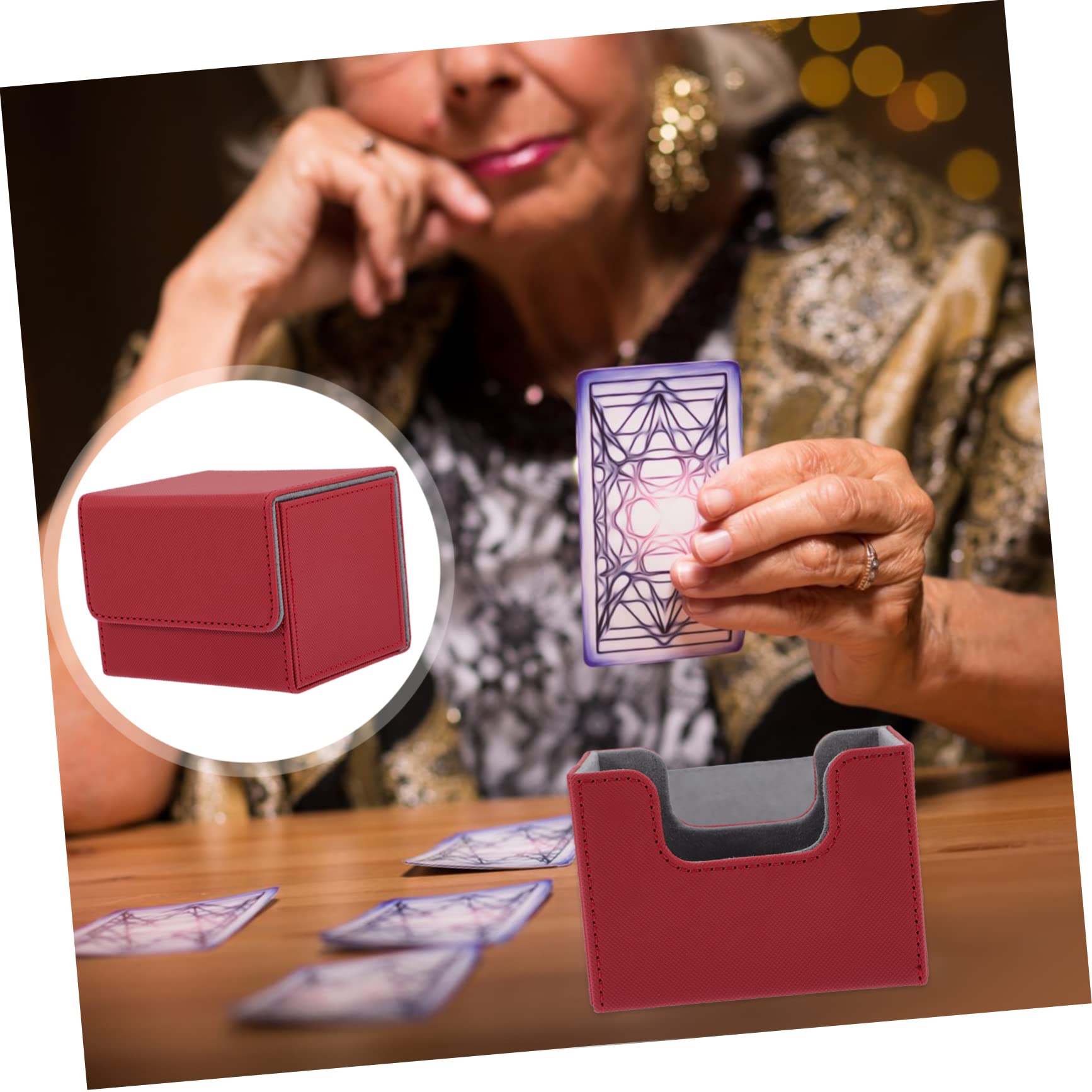 Lurrose 3pezzi Scatola Porta Carte Pu Leather Organizer Per Giochi Di Carte Design Portatile e Antiscratch e Giocatori Per Amici e Famiglia