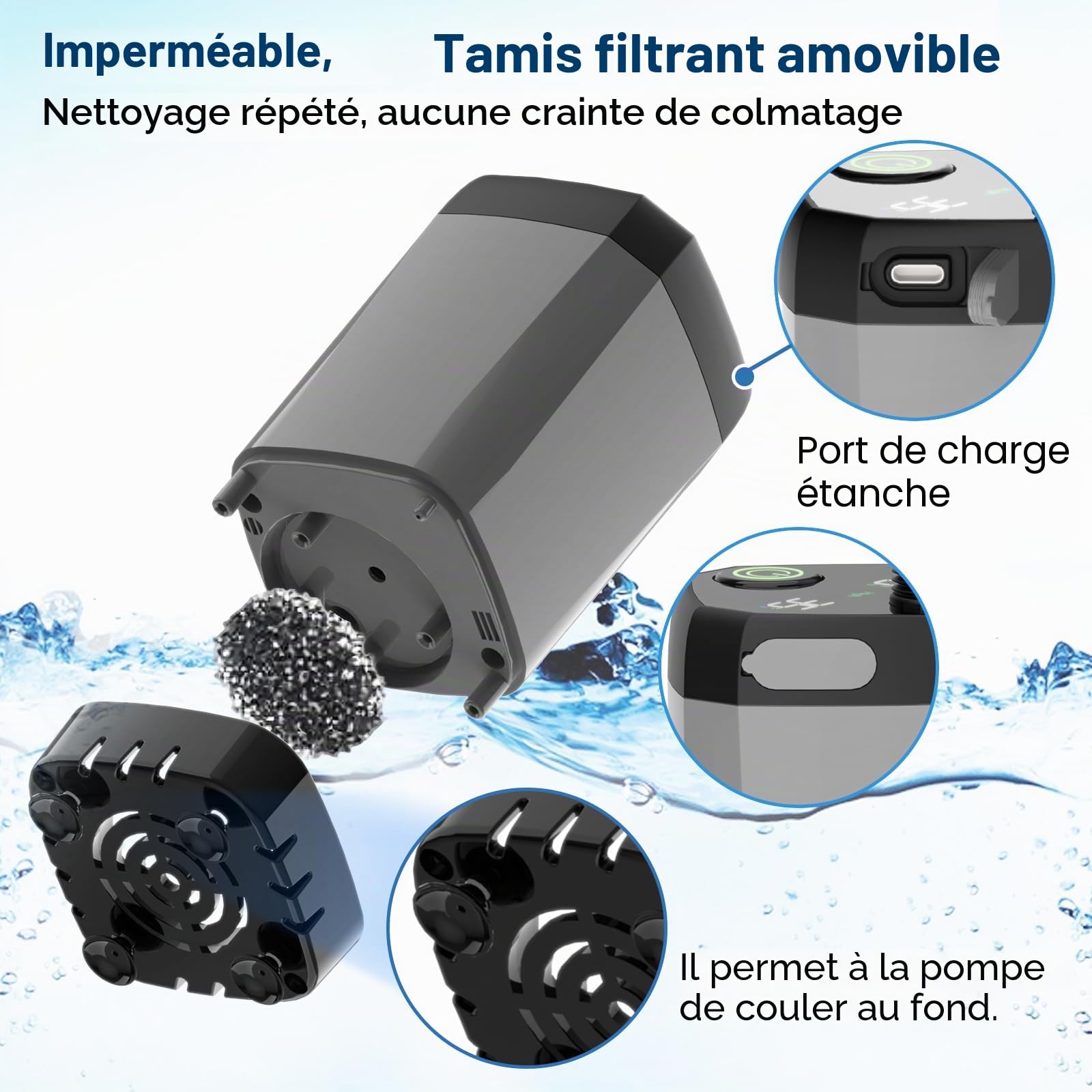 Portable Camping Douche, Pompe de Douche de Camping avec Rechargeable 6000mAh Batterie et indicateur de température, tête de Douche multifonctionnelle et 2M