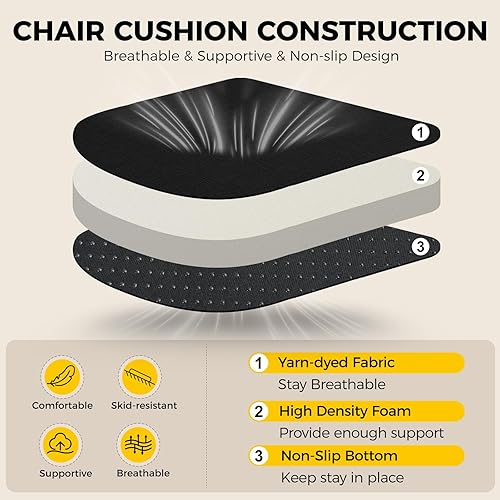 Miniatura 10 de downluxe Cojines para sillas de interior para sillas de comedor, almohadillas de espuma viscoelástica texturizadas suaves y cómodas para sillas de