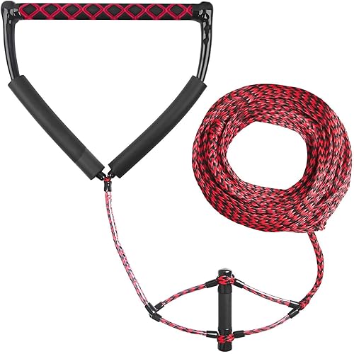 Water Ski Rope Wakeboard Waterboard Aluminum Core Handle, 4Section, Boat Tow Towable Tube, Large Capacity, 75 ft