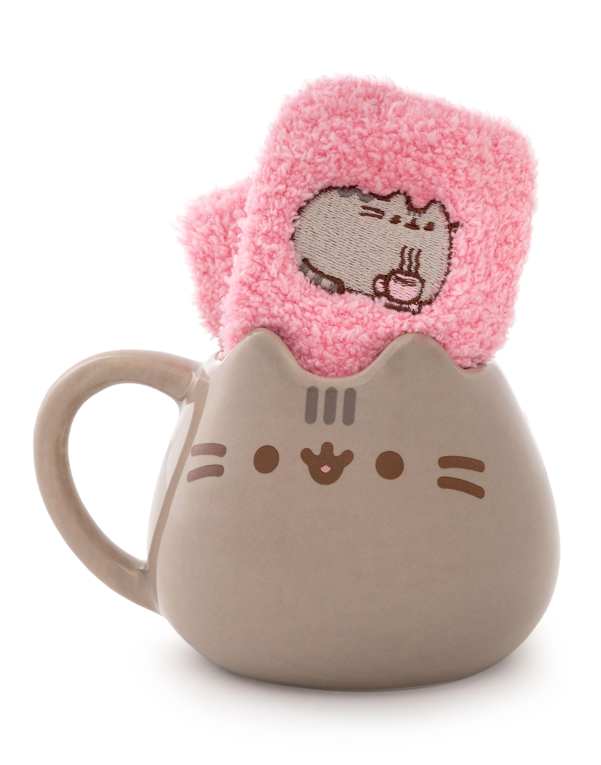Vanilla Underground Pusheen Womens Brown 3D Face Mug And Sock Gift Set (One Size) from B&Q