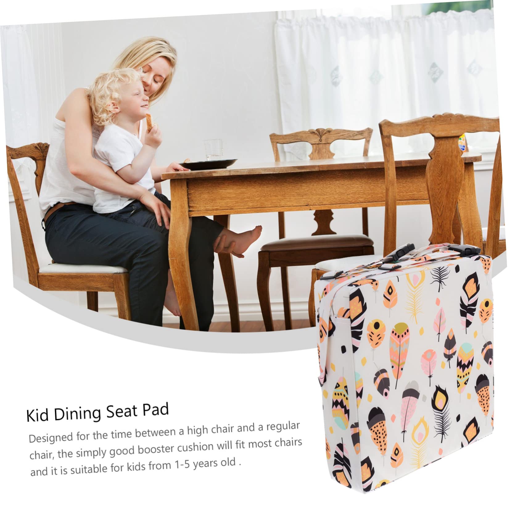 jojofuny Almohadilla Elevadora para Silla de Niños de Poliéster Funda Desmontable, Diseño Colorido y Resistente para Cumpleaños y Navidad