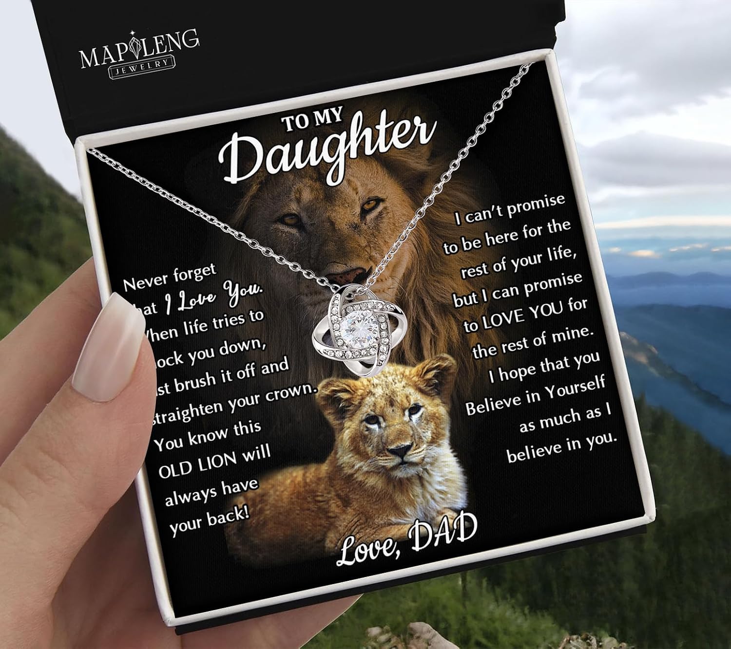 Daughter Gifts From Dad: 'This Old Lion' Love Knot Necklace, Father-Daughter Gift for Christmas or Birthday