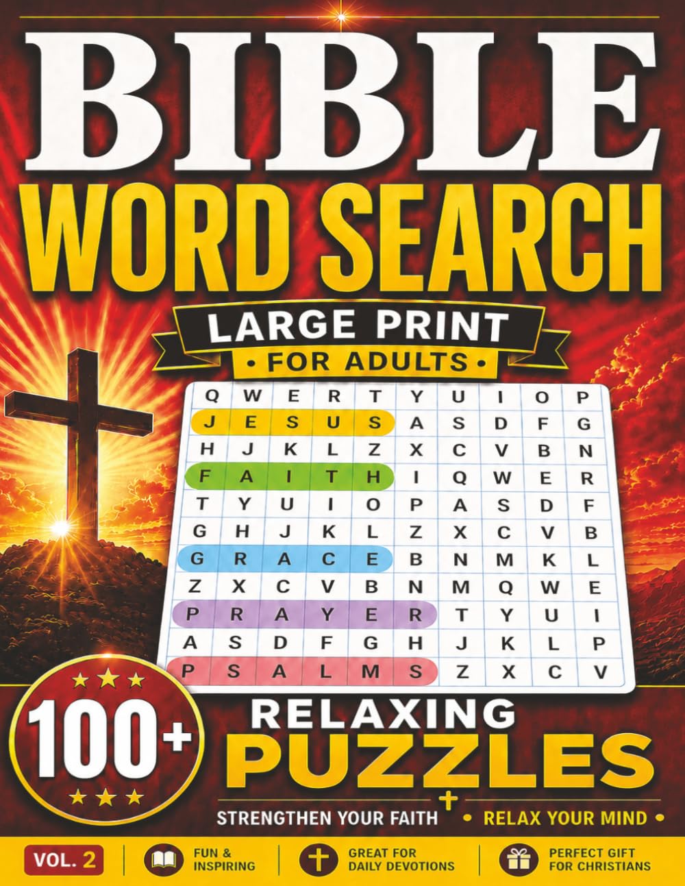 Bible Word Search: Large Print Word Puzzles for Christian Faith, Love and Hope (Word Find Books For Adults) Vol 2