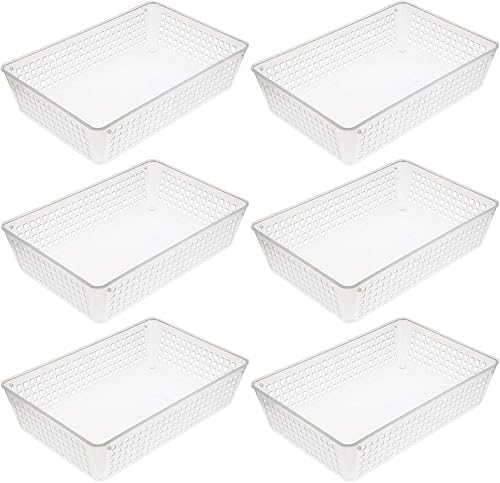 YBM HOME Paquete de 6 cestas de almacenamiento de plástico para cajón de basura del hogar, estantes y organización de la oficina, bandejas disponible en Yaxa Guatemala