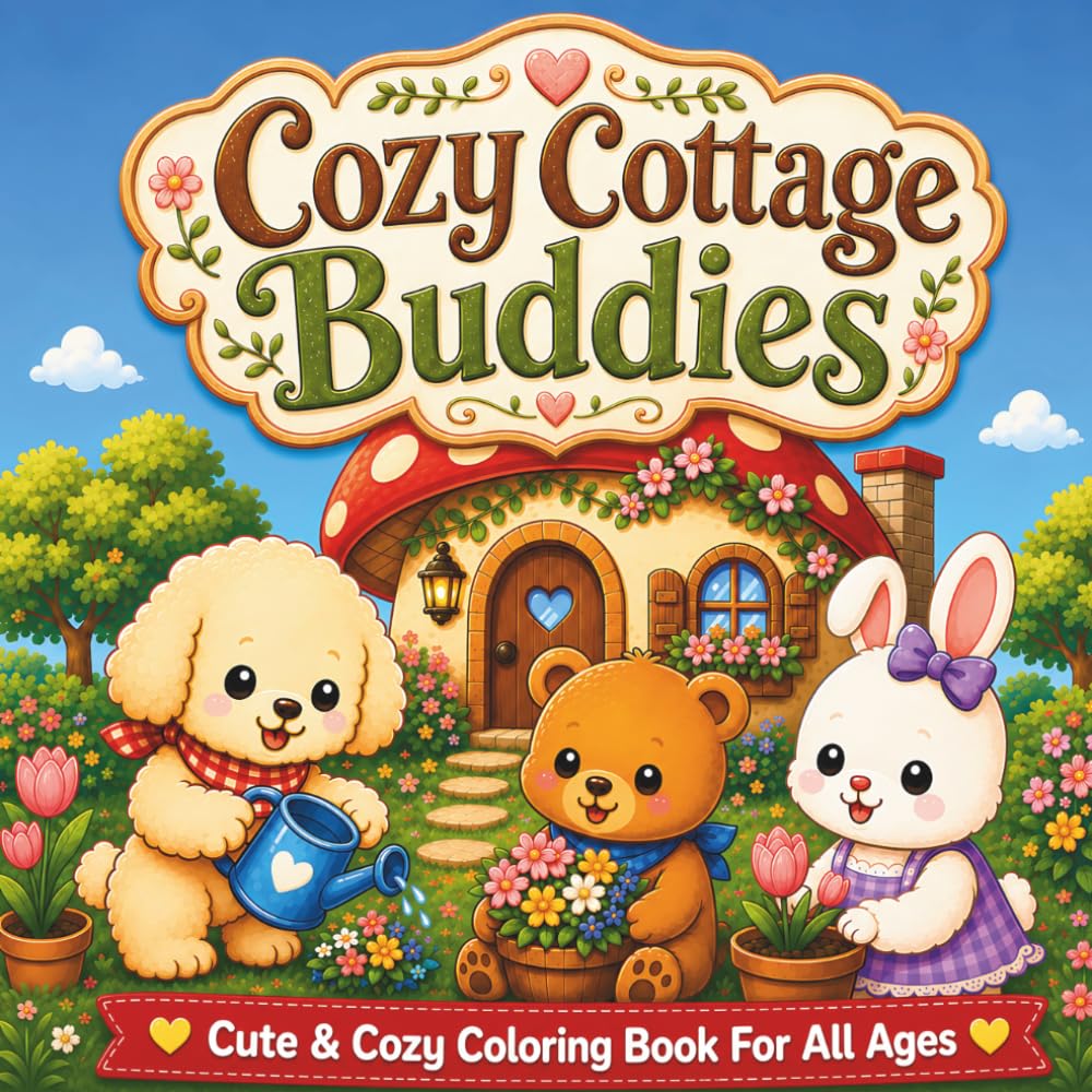 Cozy Cottage Buddies Coloring Book: Cute and Cozy Fun moments for Relaxation – Featuring Charming Scenes and Adorable Friends (Cute and Cozy Buddies Coloring Adventures)