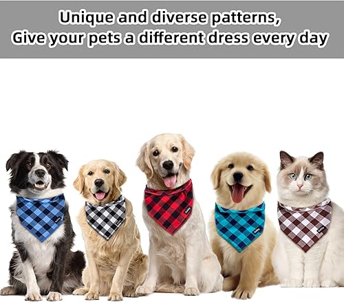 Miniatura 9 de Bandana de primavera para perros pequeños, bufanda para perros pequeños, color rosa, verde, estampado a cuadros, ajustable, pañuelo, accesorios para