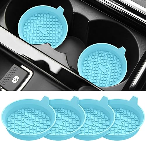 ME.FAN Portavasos para automóvil (paquete de 4) tapetes de silicona para tazas, accesorios interiores universales antideslizantes para empotrar,