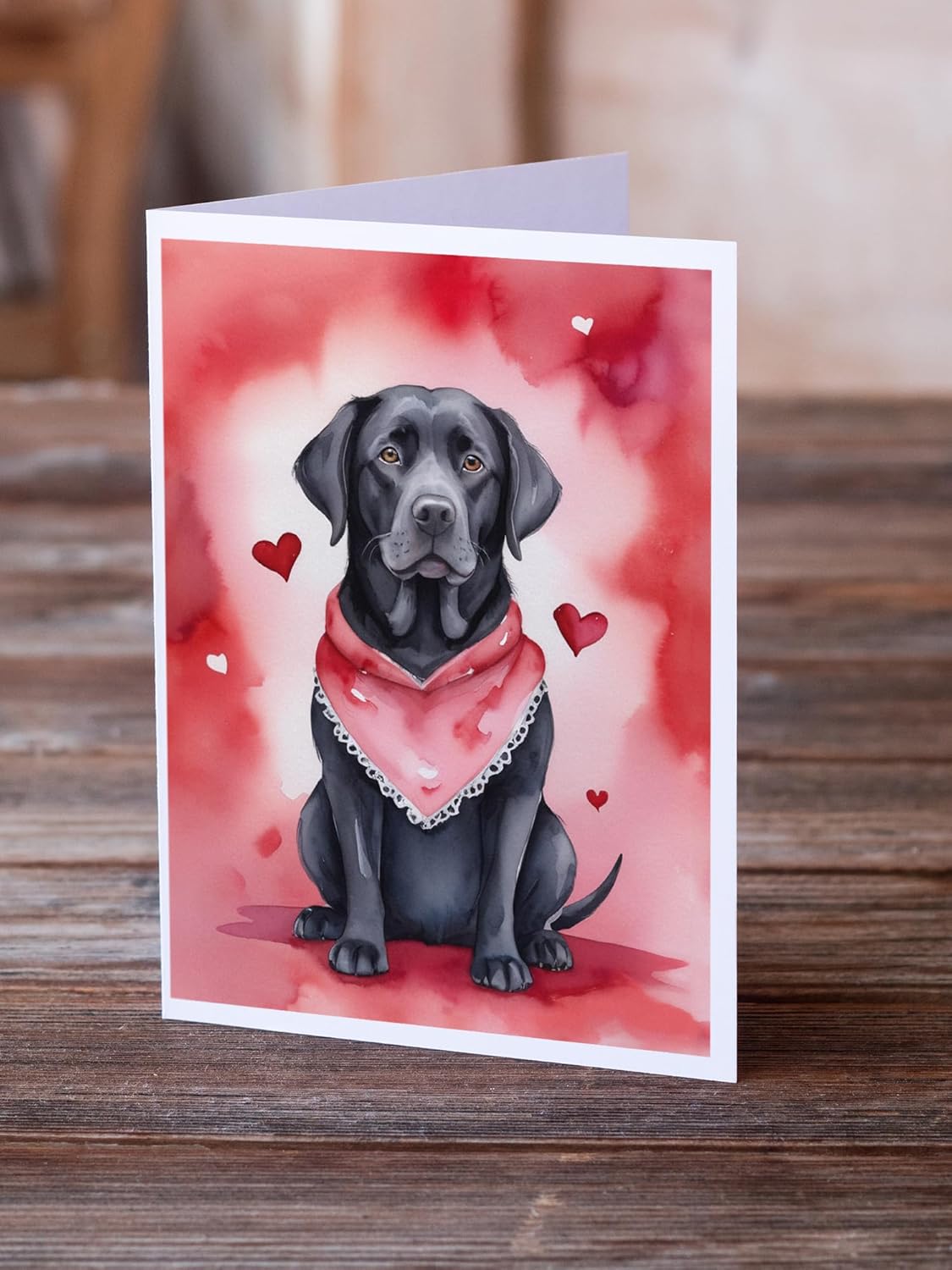Caroline's Treasures DAC5376GCA7P Black Labrador Retriever My Valentine Greeting Cards Pack of 8 Blank Cards with Envelopes Whimsical A7 Size 5x7 Blank Note Cards