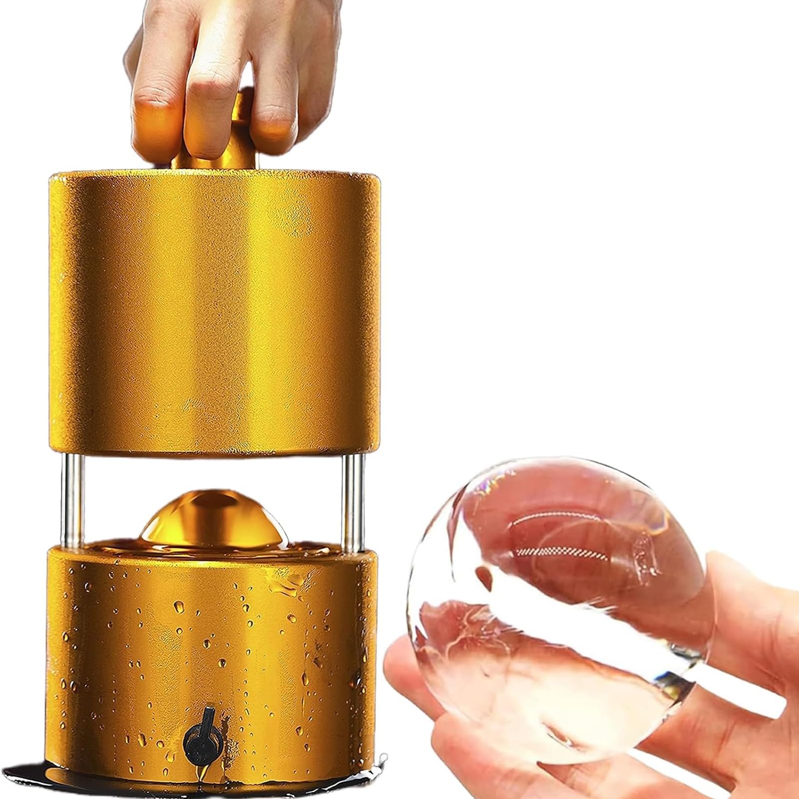 Ice Ball Press Maker, Ice Ball Maker, Aluminum Sphere Ice Making Molds, Quick Cut In 40-60 Seconds, Make Harder and Slow-melting Ice Ball, for Chilling Cocktails, Whiskey, Party, Holiday, Home(50mm)