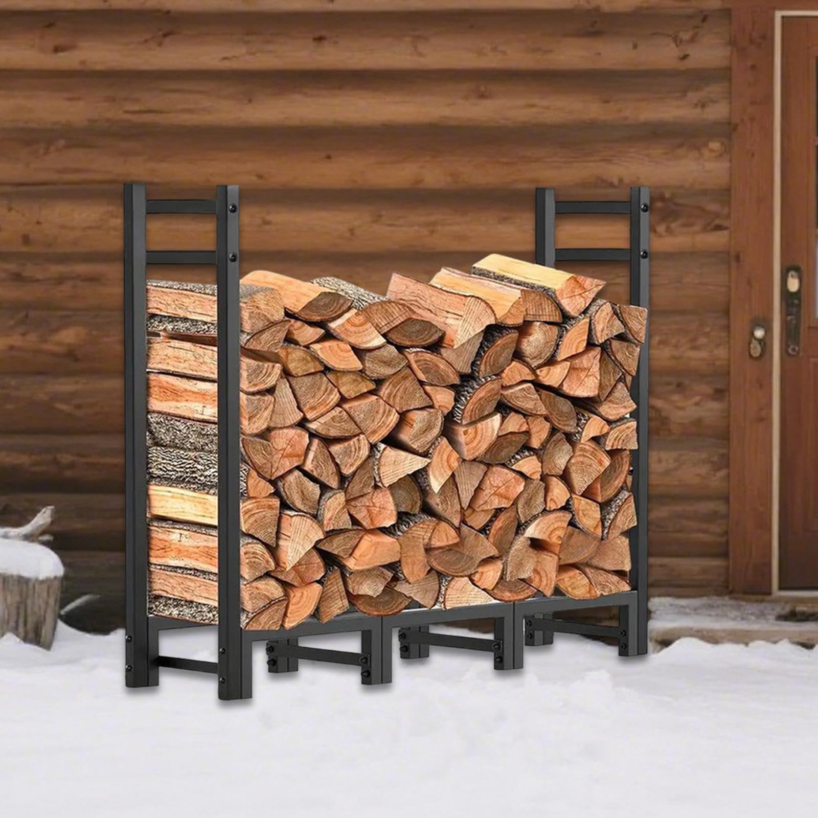 rockible Soporte Apilador de Leña Resistente, Gran Capacidad de 250 Kg para Leña de Chimenea, Resistente, 114 X 25 X 80 Cm.