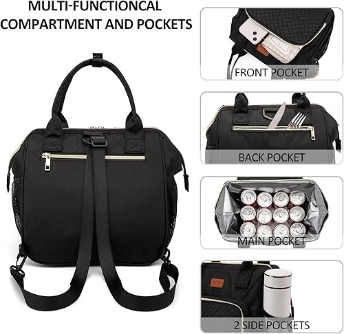 Vista 35 de MCBD Lonchera térmica para mujer, bolsa grande de 3 vías de transporte, mochila enfriadora reutilizable a prueba de fugas con correa ajustable