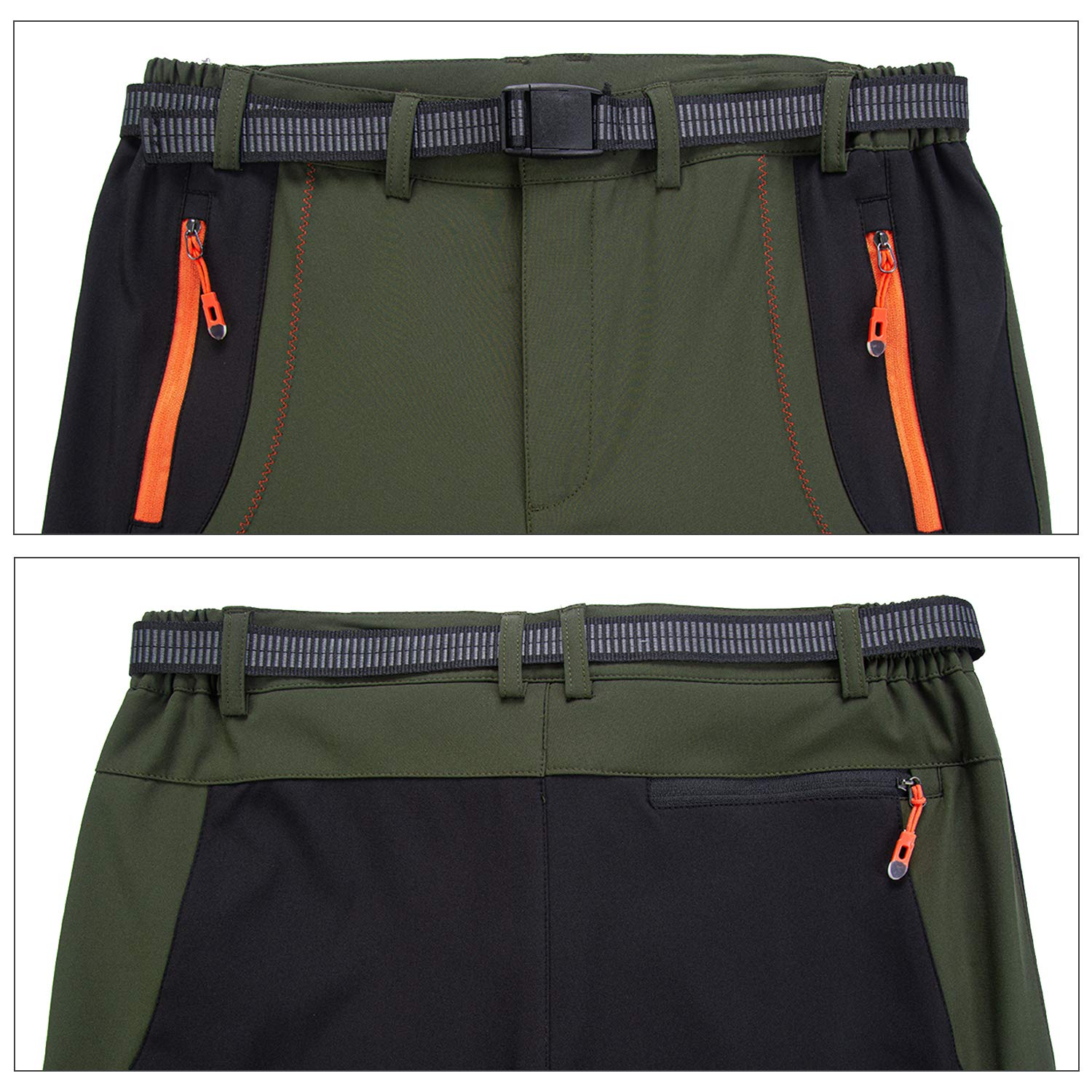 para los Hombres al Aire Libre Pantalones de Senderismo Peso Ligero Resistente al Agua Caminando Caza con Cinturón