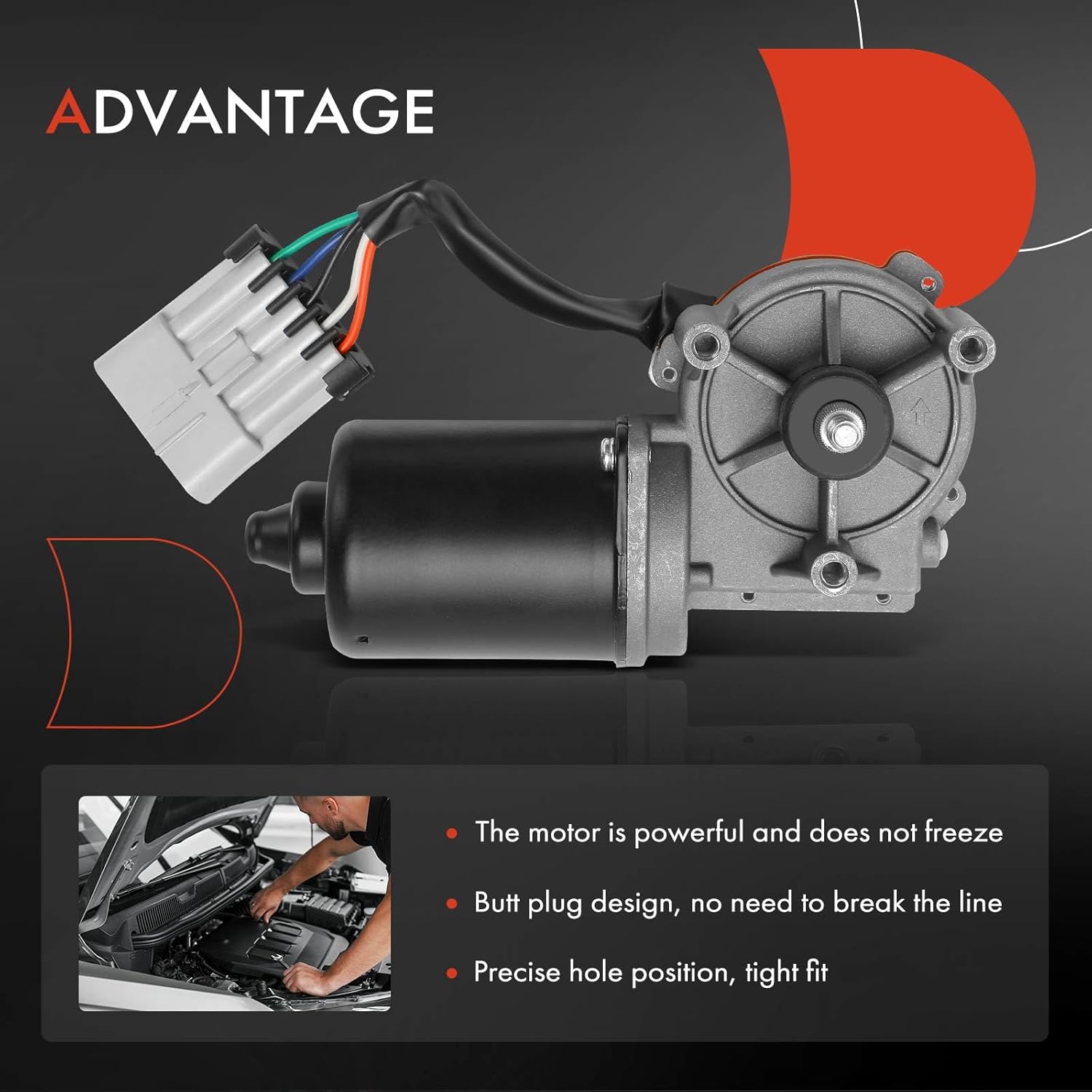 A-Premium Front Windshield Wiper Motor Compatible with Tesla Model S 2012-2021, 5-Pin, Replace# 600594600C