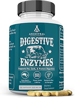 Ancestral Supplements Digestive Enzymes for Women & Men, 90 Capsules, with Probiotics and Grass Fed Beef Organs, Supports Gut Health, Digestive Health & Nutrient Absorption, Allergen Free, Non GMO