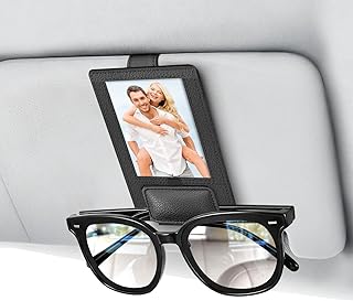Lentes de sol 2 en 1 y soporte para fotos para automóvil, soporte magnético fuerte de cuero para lentes de sol, clip de soporte para fotos para visera de automóvil, 2026 actualizado sin caídas