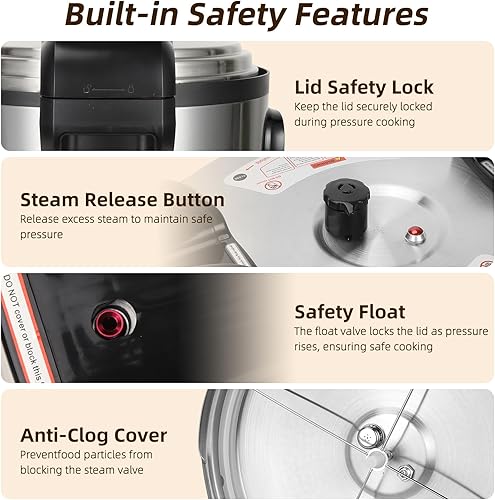 Miniatura 7 de Olla a presión eléctrica comercial de 26.4 cuartos de galón, olla a presión grande de acero inoxidable de 208-240 V 2500 W, olla de cocción lenta