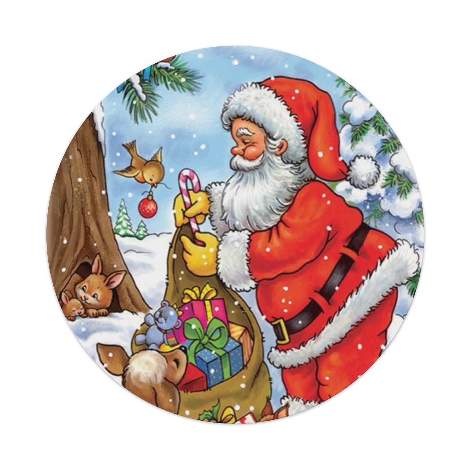 Santa Claus Christmas Animal Holiday Vintage Metal Tin Sign