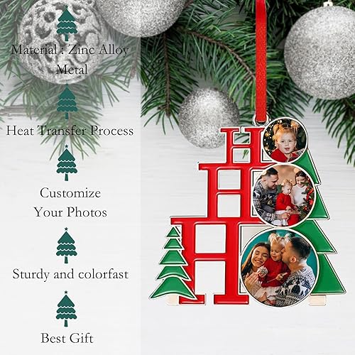 Miniatura 3 de Adornos de Navidad personalizados 2023, adornos de metal personalizados para el árbol de Navidad, carga cualquier foto y texto opcional, regalo de
