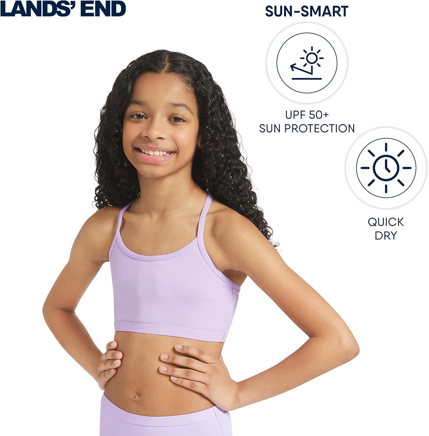 Lands' End Girls' Swim UPF 50+ Adjustable Strap Bikini Set