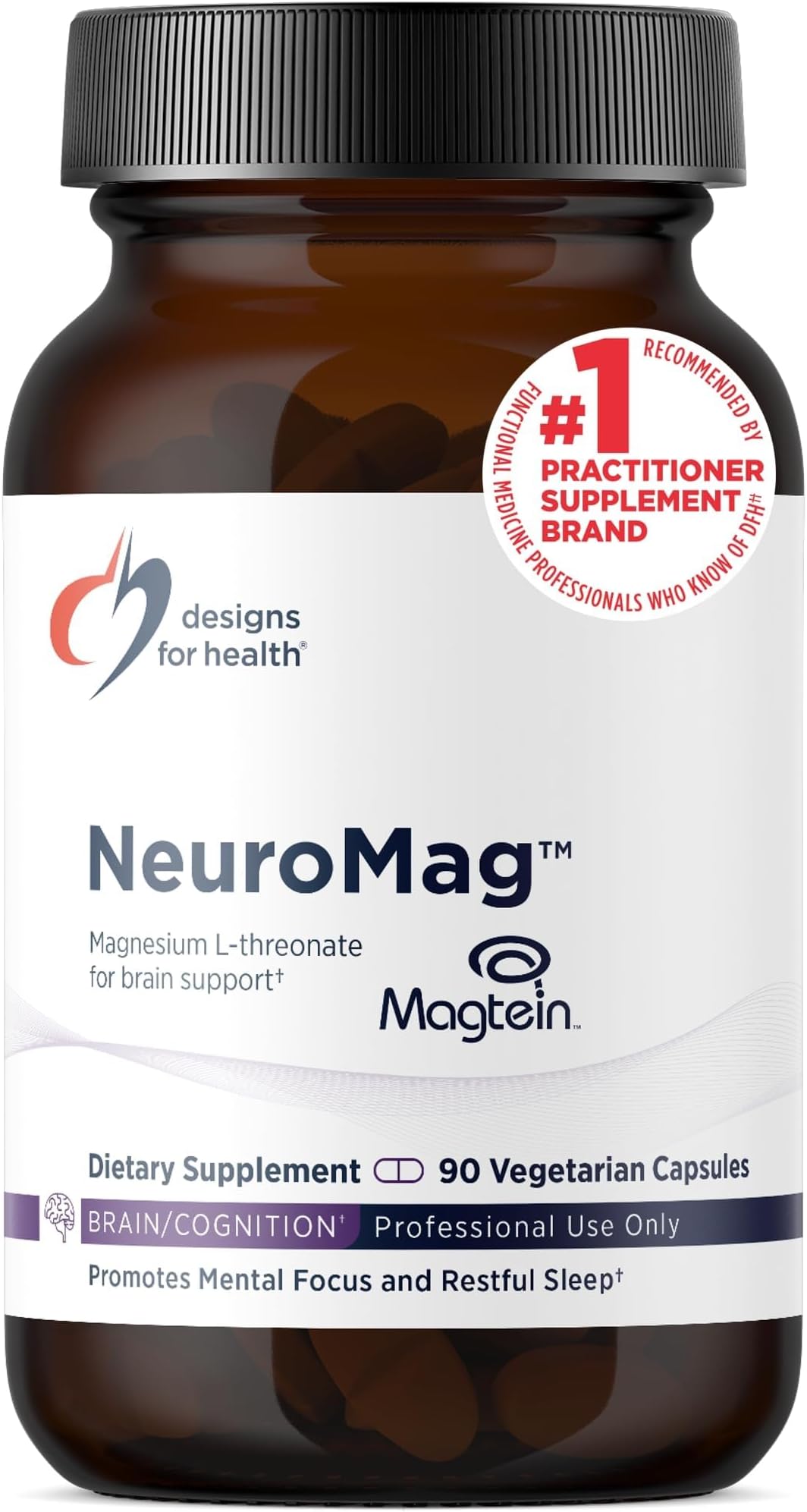 NeuroMag Bioavailable Magnesium L-Threonate - Chelated Magnesium Supplement from Magtein for Brain Health & Cognitive Function, Support Focus & Sleep* (90 Vegan Capsules)