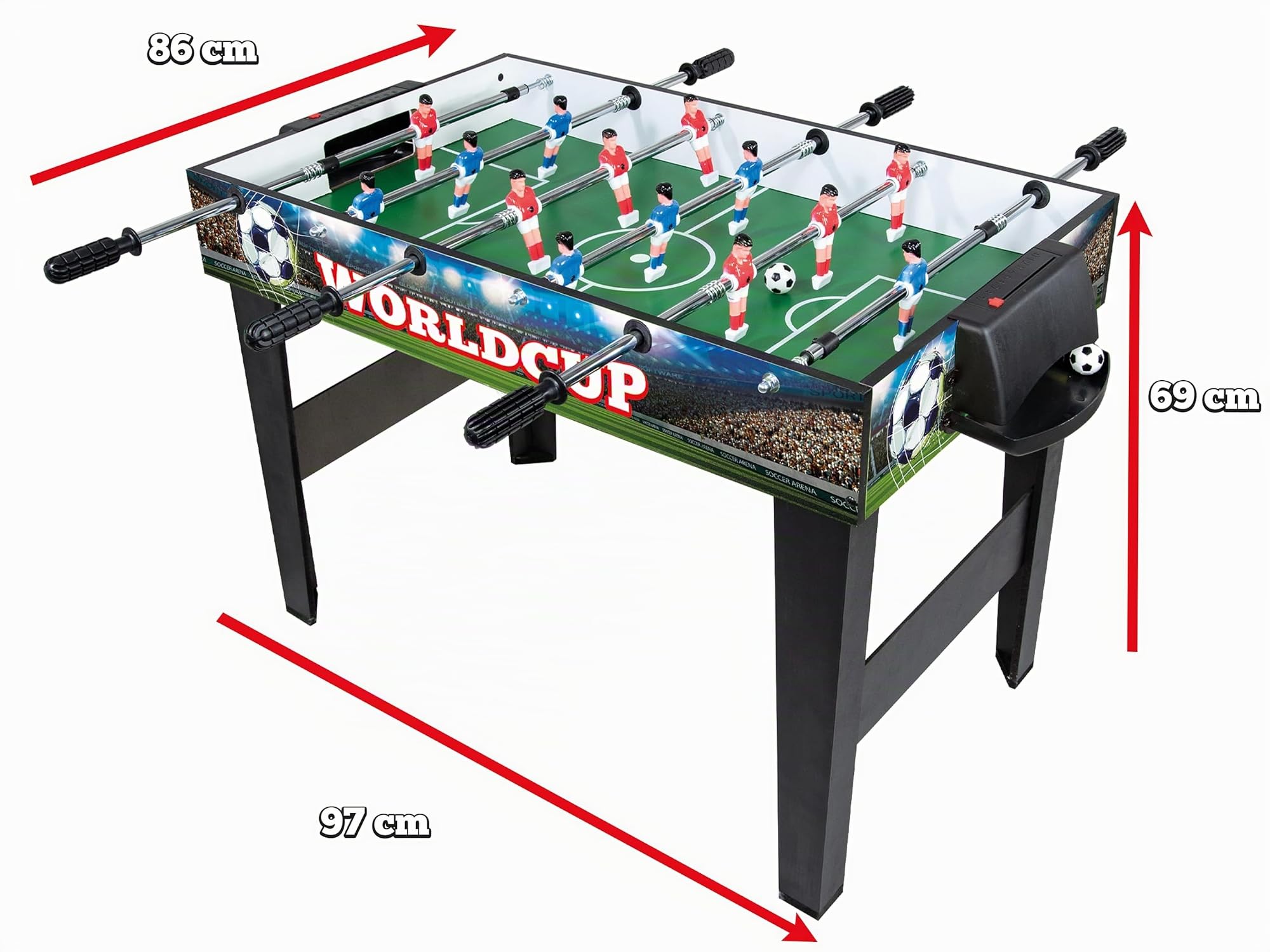 Teorema Giocattoli, Futbolín edición worldcup, futbolín de casa con 2 Pelotas y Marcador y Barras telescópicas, Mesa futbolín para Adultos y niños, Altura 69 cm