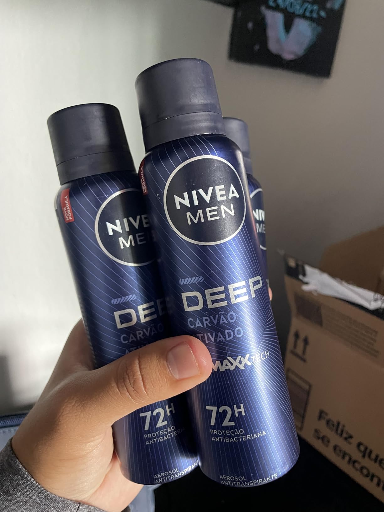 NIVEA MEN Desodorante Antitranspirante Aerossol Masculino Deep Original – Proteção prolongada de 48h, fórmula com carvão ativado 150ml