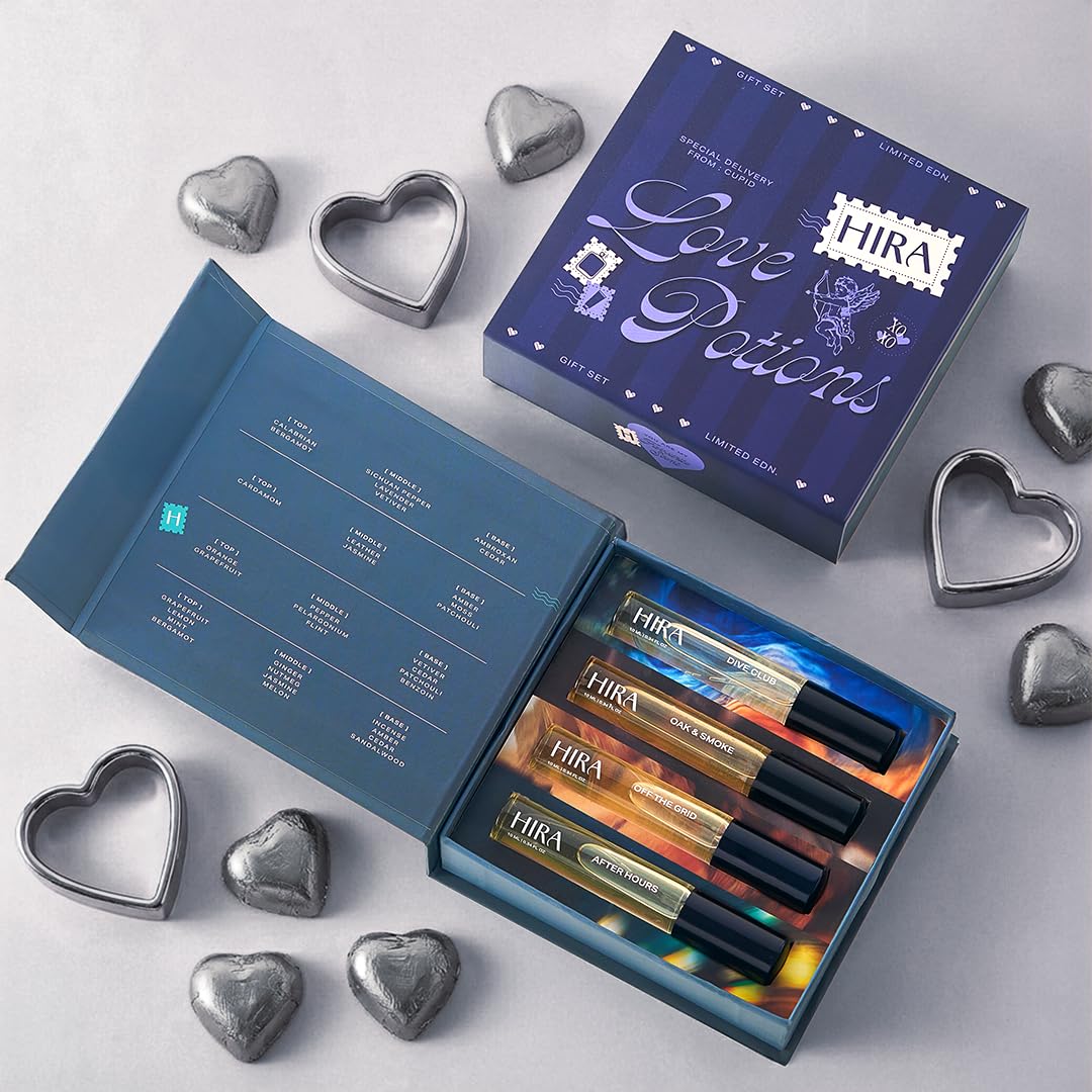 Premium Love Portion Perfume Gift Set for Him 10 ml x 4 | 8 Hrs Luxury Long Lasting Eau De Parfum Body Scent | Woody Aromatic Citrus Smell | Gift for Husband | Gift for Boyfriend