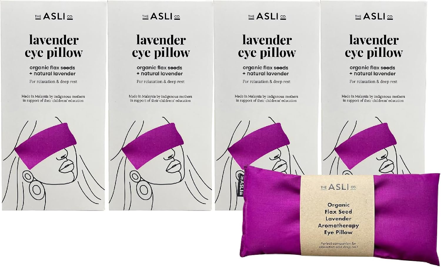 The Asli Co. Lavender Aromatherapy Eye Pillow (4 Packs) Hot & Cool Therapy for Relieve Sinus Congestion, Sooth Puffy and Tired Eyes, Perfect for Sleeping, Yoga, Meditation, Powder Pink