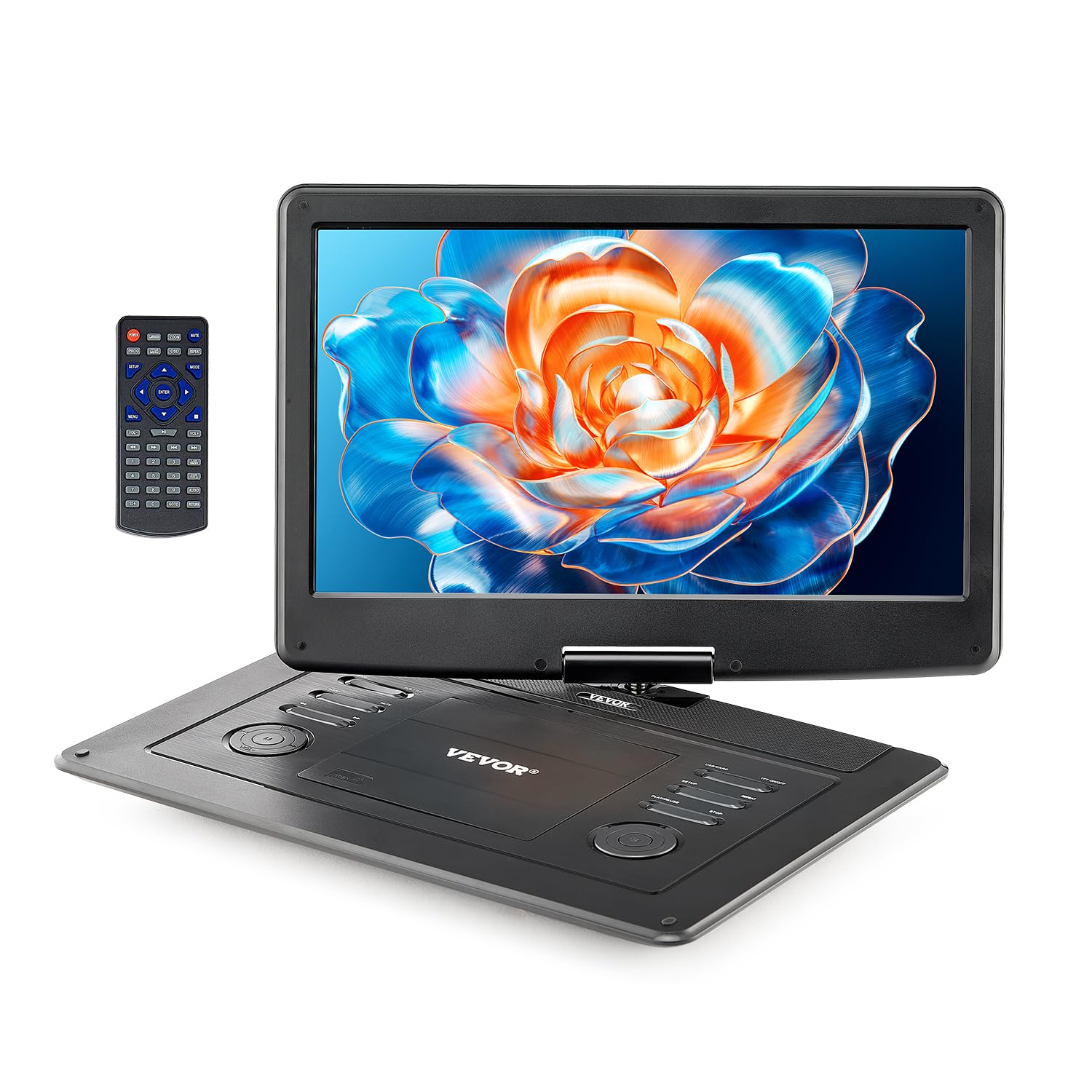 VEVOR 17.5" Portable DVD Player with 15.6 inch HD Swivel Display Screen, 4.5-5 H Built-in Rechargeable Battery, Dual Speakers, Support Sync TV/USB/SD Card/CD/DVD, Car Charger, Remote Control