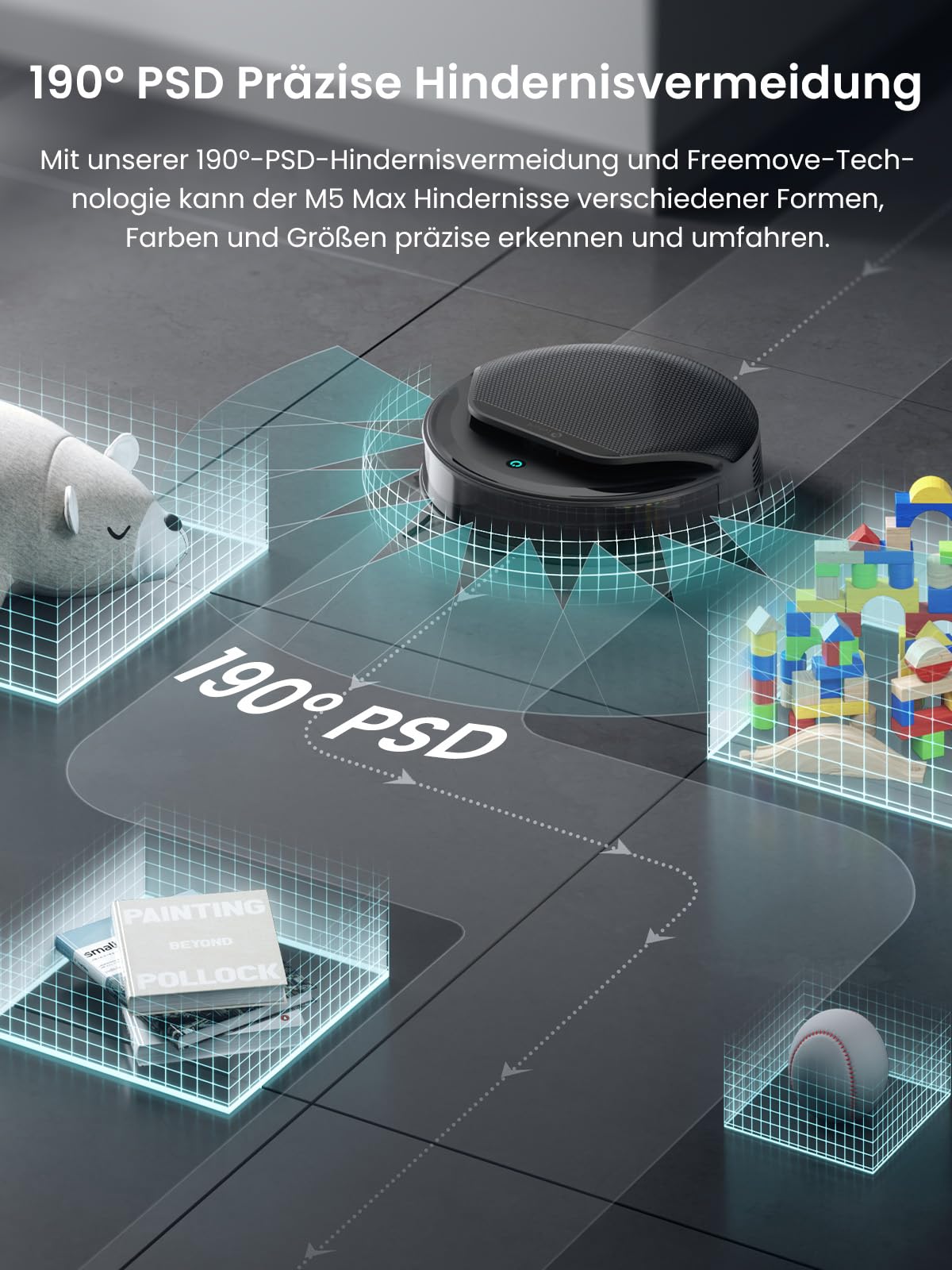 Lefant M5 Max Saugroboter mit Wischfunktion, 23000 Pa Saugkraft, dToF LiDAR Navigation, Dual-Band 5GHz/2.4GHz WLAN, selbstreinigende Wischtuch-Saugstation, intelligente Sprachsteuerung, Schwarz