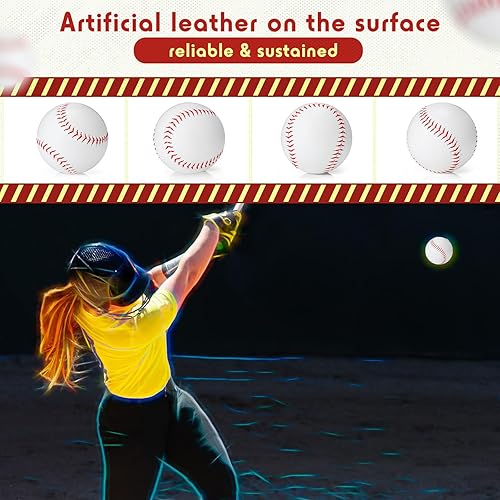 Miniatura 2 de Paquete de 12 pelotas de sóftbol de práctica deportiva, tamaño y peso oficiales, softball de lanzamiento lento, cubierta de cuero sin marcar, pelota