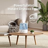 Vista 5 de DREO Humidifiers for Bedroom, Cool Mist Ultrasonic Humidifiers with 30Hr Runtime, Top Fill 3L Tank, Easy Clean, Humidity Sensor, Night Light for