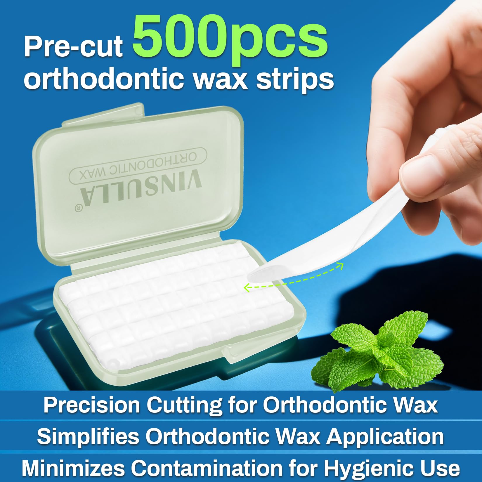 Lot de 10 boîtes de cire orthodontique pour appareils dentaires - 500 perles de cire dentaire prédécoupées - Sans danger pour les enfants et les adultes - Goût doux de menthe