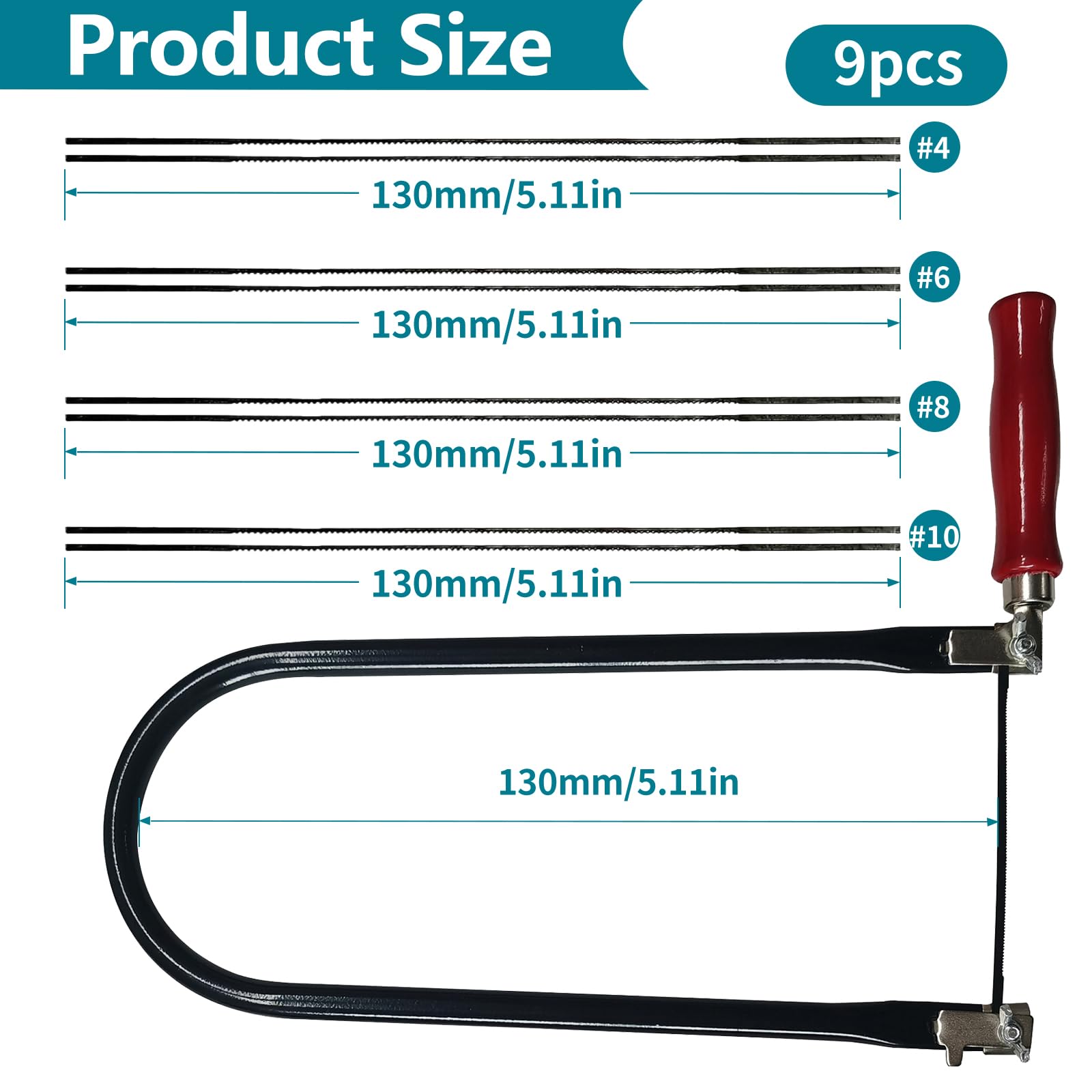 Laubsäge Set Mit 8 Sägeblättern - 310mm Bügelsäge Mit Holzgriff Für Präzise Schnitte