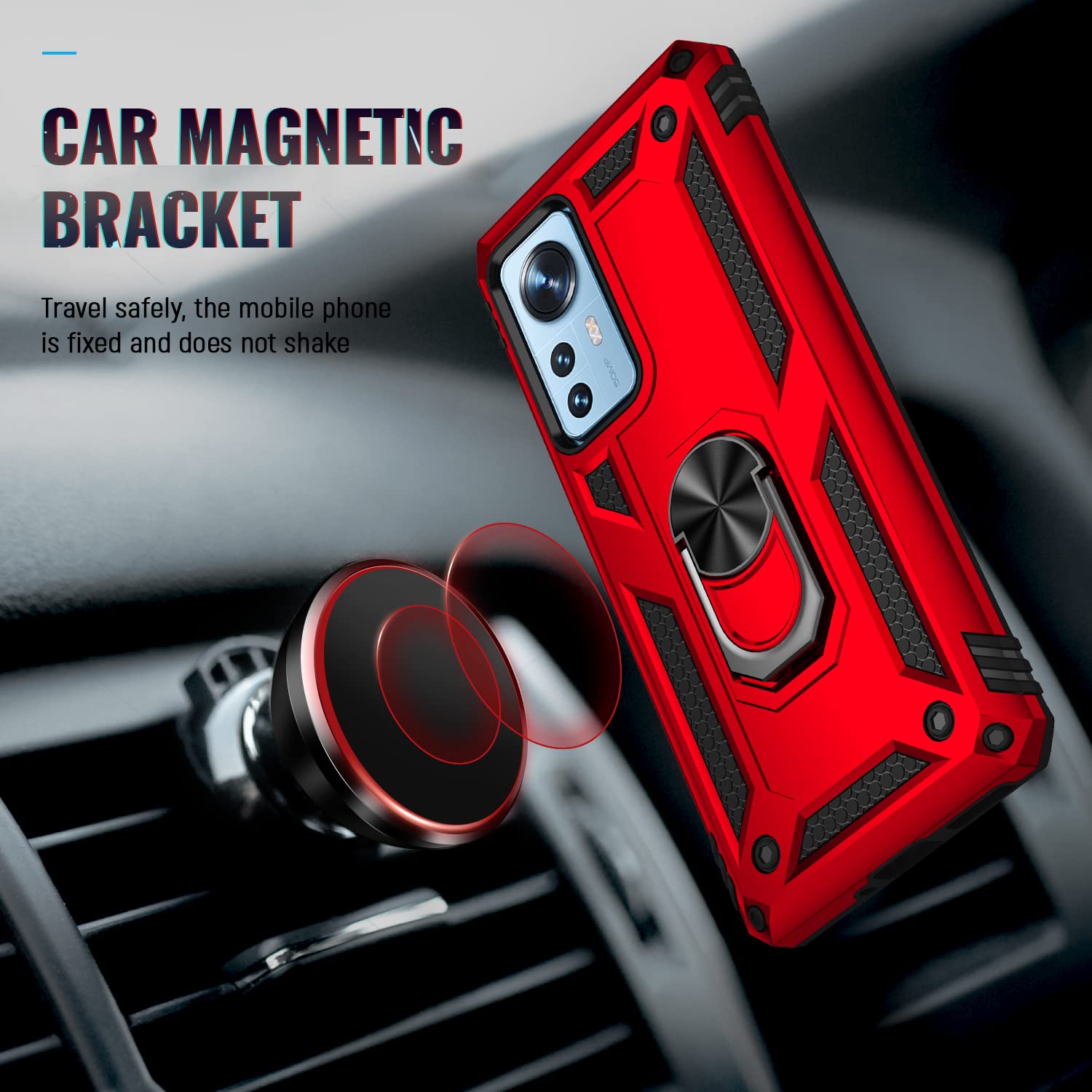 YKNIUFLY Custodia per Xiaomi Redmi Note 12 Pro Cover, Robusto, Resistente Alle Cadute, Con Supporto ad Anello, Cover Protection per Xiaomi Redmi Note 12 Pro.(Blu Navy