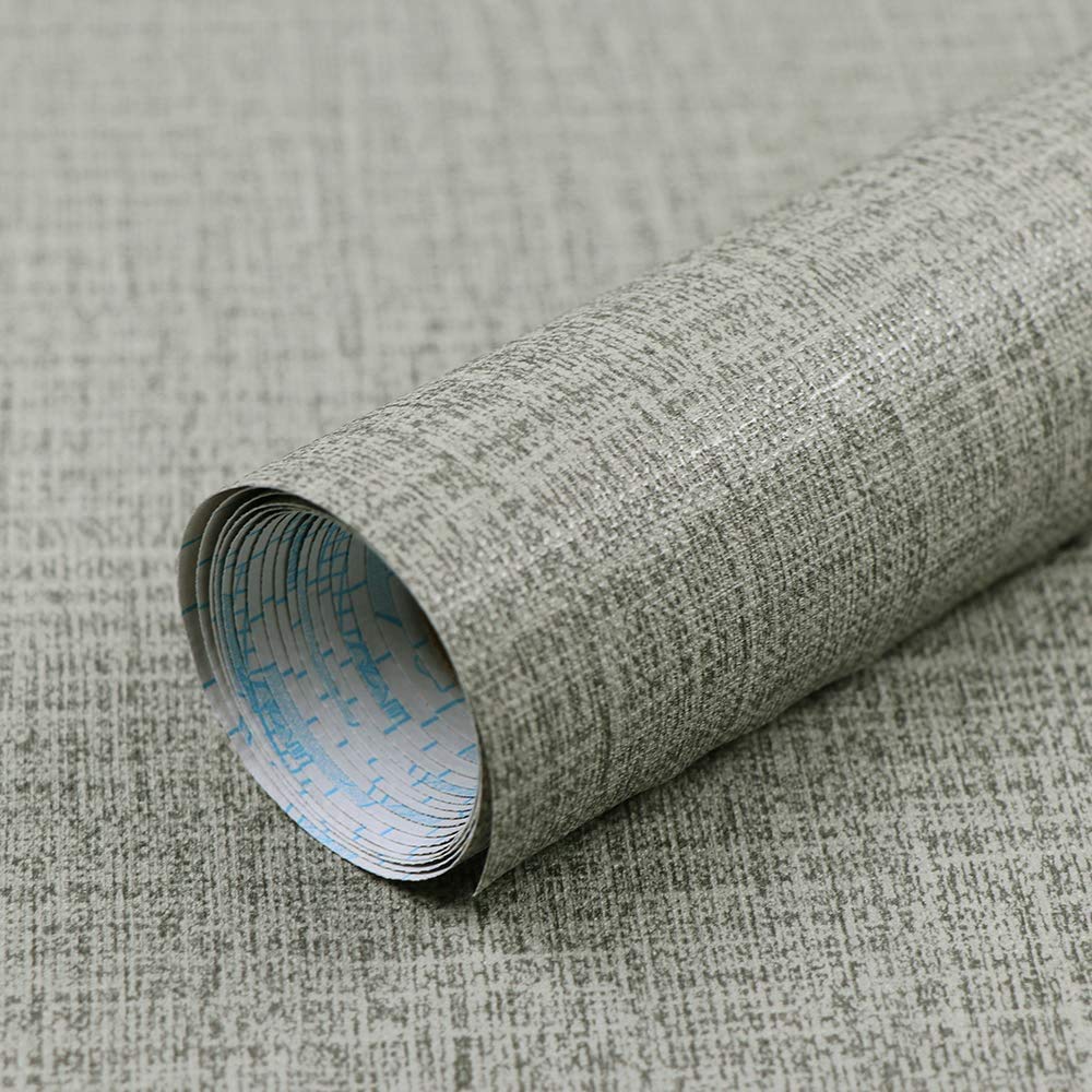 ELTON Grey Brown Fabric Textured Self Adhesive Waterproof Wallpaper Furniture Film for Table top,Furniture, Almirah Doors and Other DIY (16x72 Inch, Grey Brown Fabric)