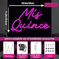 Vista 6 de Letreros de neón de membrillo Mis para decoración de pared, 18.9 pulgadas, letreros de neón para pared de dormitorio con interruptor regulable