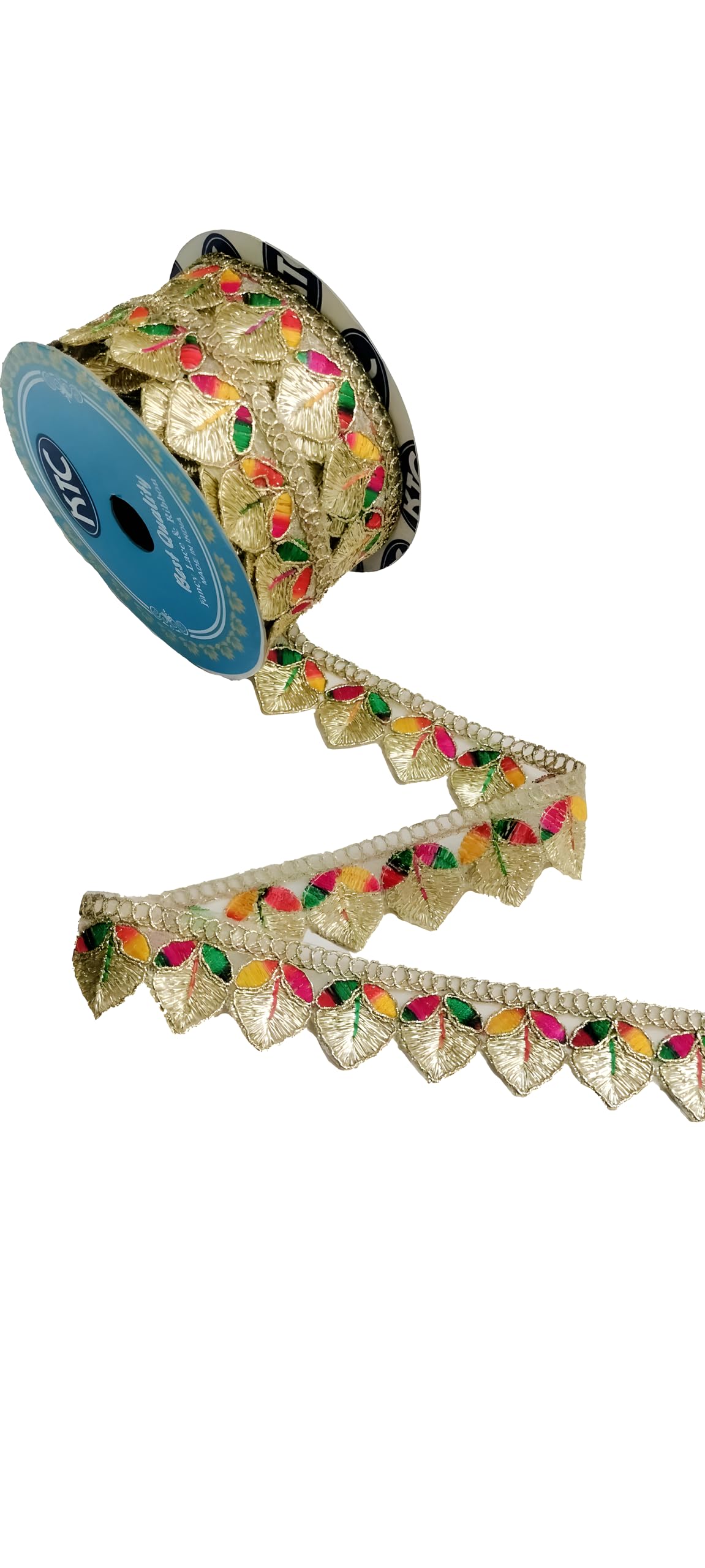 GenericR N Creation Saree Border 9Meter Multi Color Thread Embroidery Design for Women's Dress Blouse Lehenga Choli Dupatta Art Craft and Home Decor.Ribbon Roll