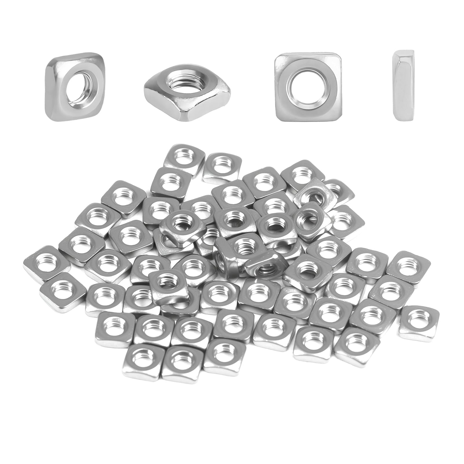 Stainless Steel Square Nuts - 50 Pack M6 -13